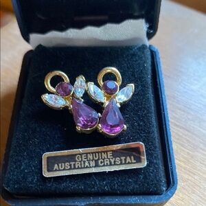 Vintage genuine Austrian Gold and Purple Angel Earrings